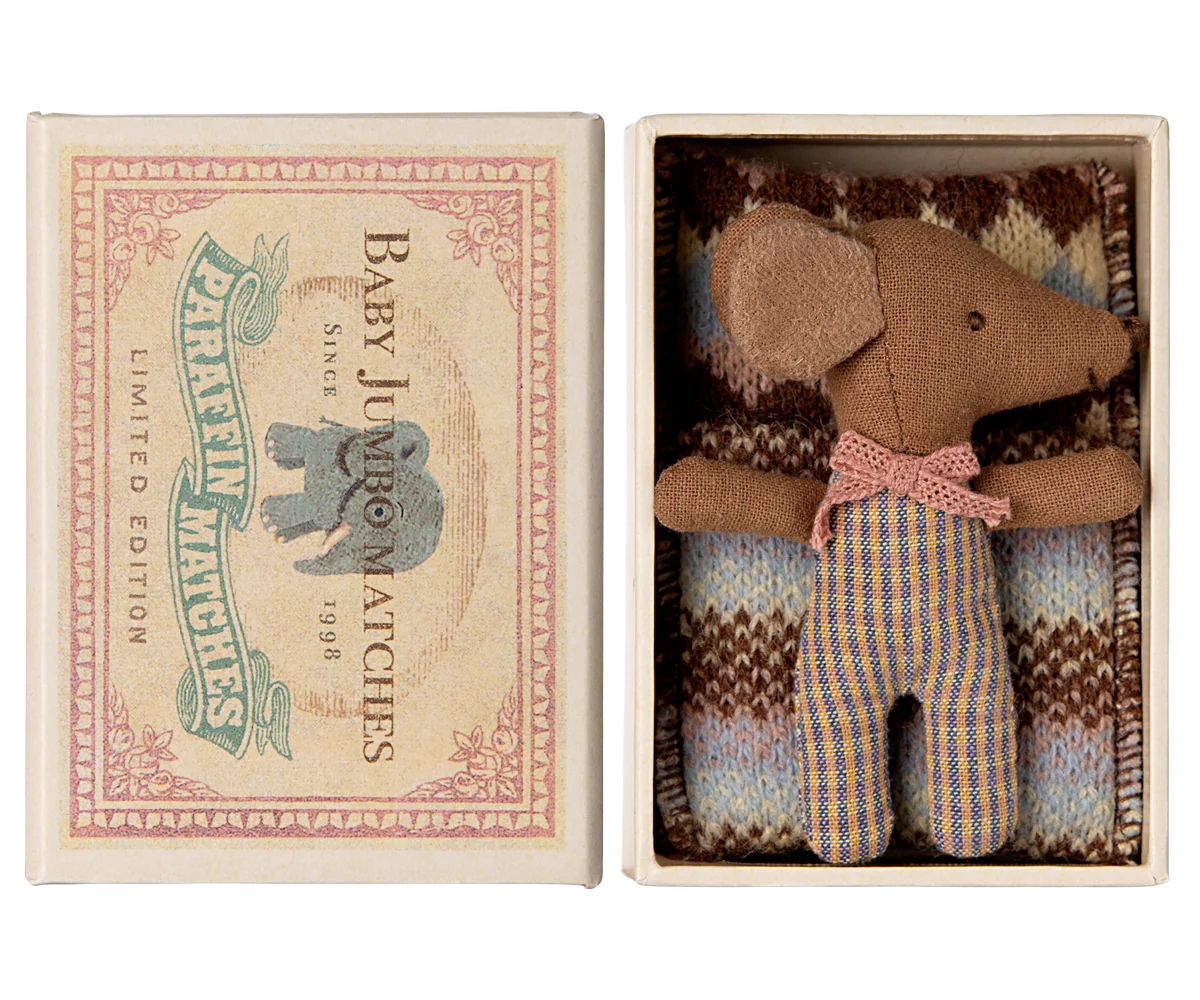 Sleepy wakey baby maus in Streichholzschachtel - Rose