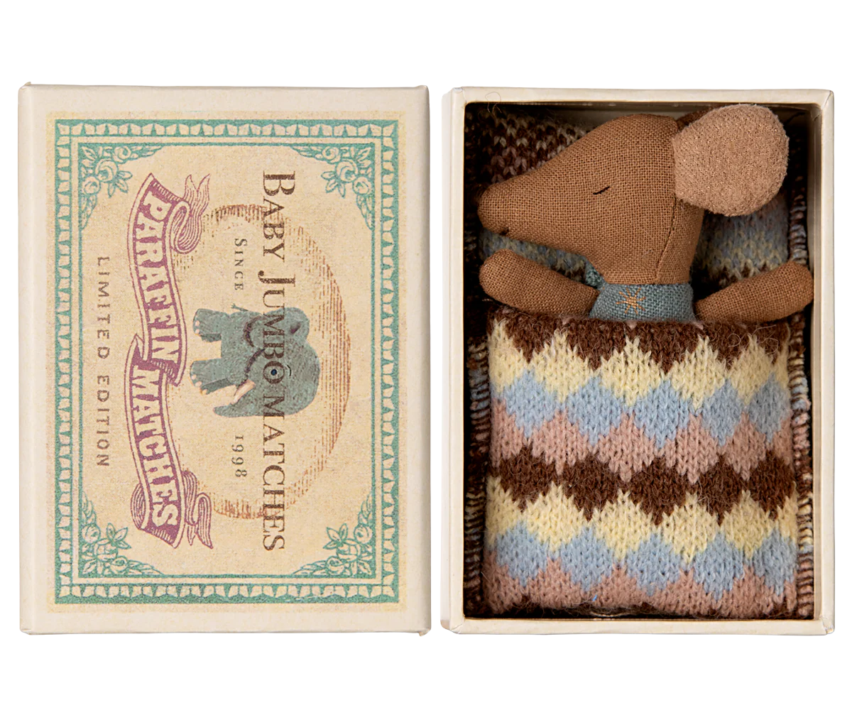 Sleepy wakey baby maus in Streichholzschachtel - Blau