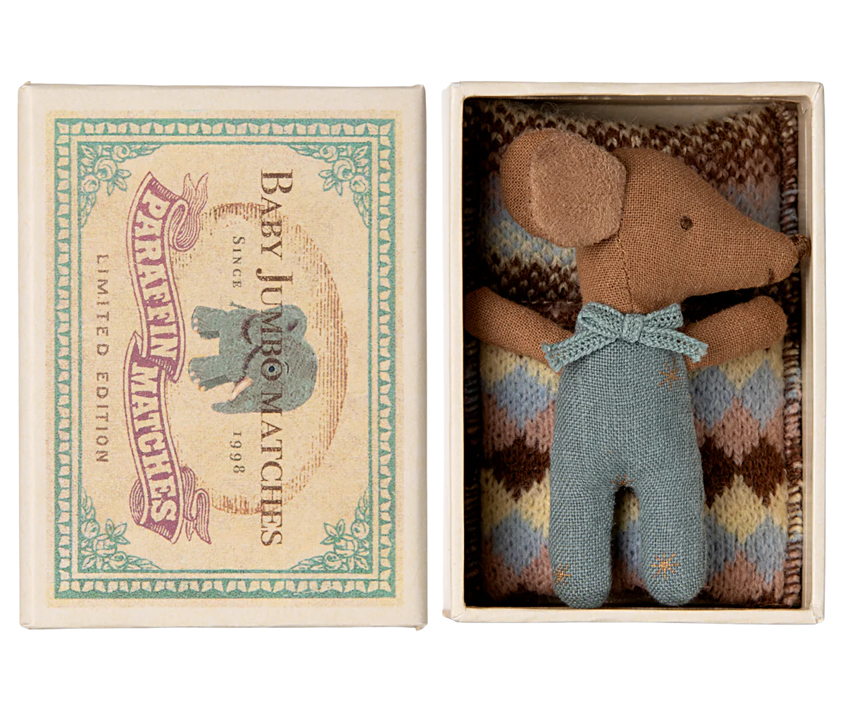 Sleepy wakey baby maus in Streichholzschachtel - Blau