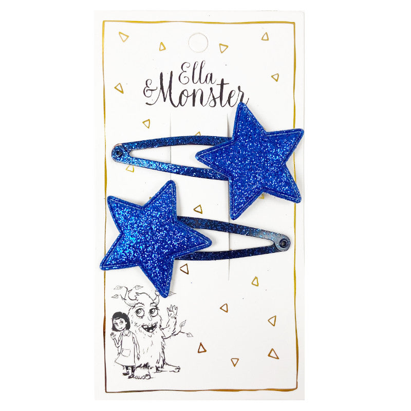 BLUE GLITTER STAR HAIR CLIP