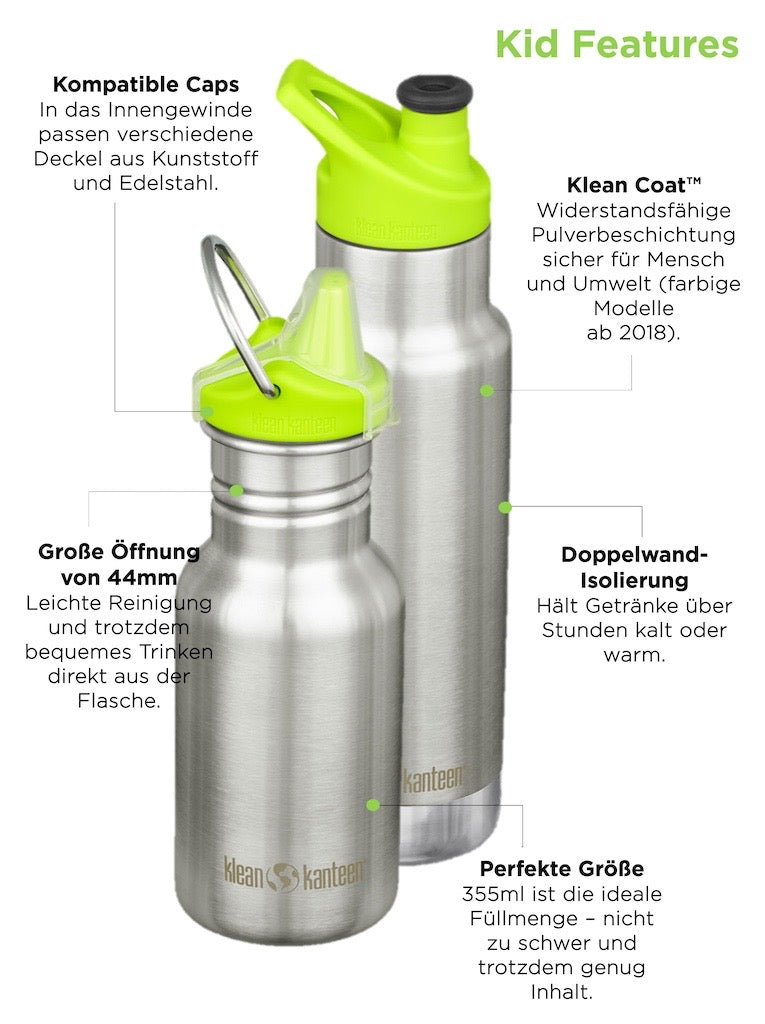 Kid Kanteen Classic Narrow (Sippy Cap) 355ml