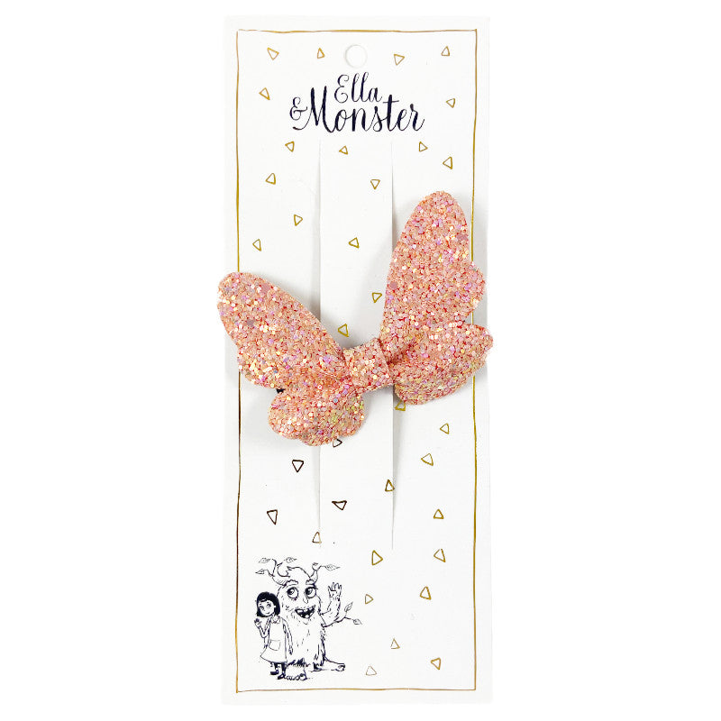 HAIR CLIP GLITTER BUTTERFLY ROSE