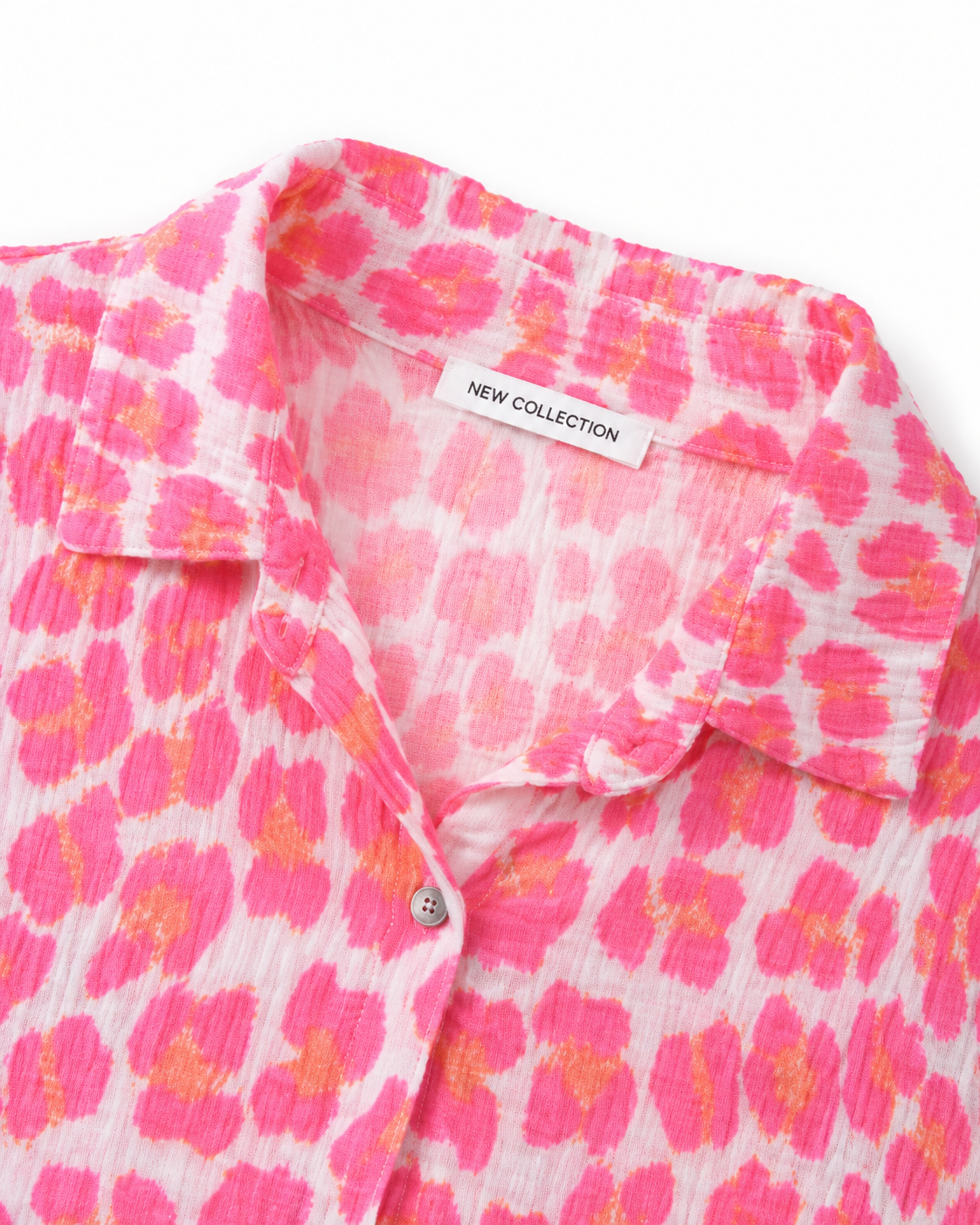 Hemdbluse Musselin - Leopard Pink/orange