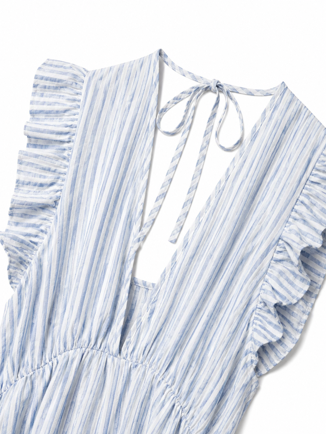 Kleid Rüschen | hellblau/weiß gestreift