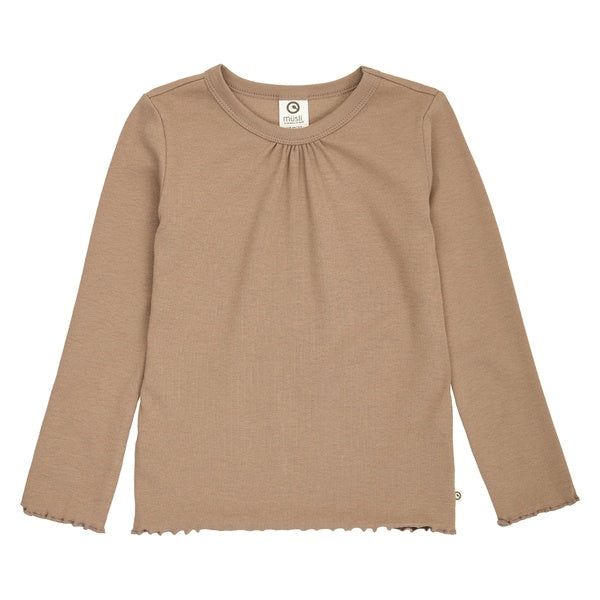Müsli Cozy me rib deco Langarmshirt in Walnut