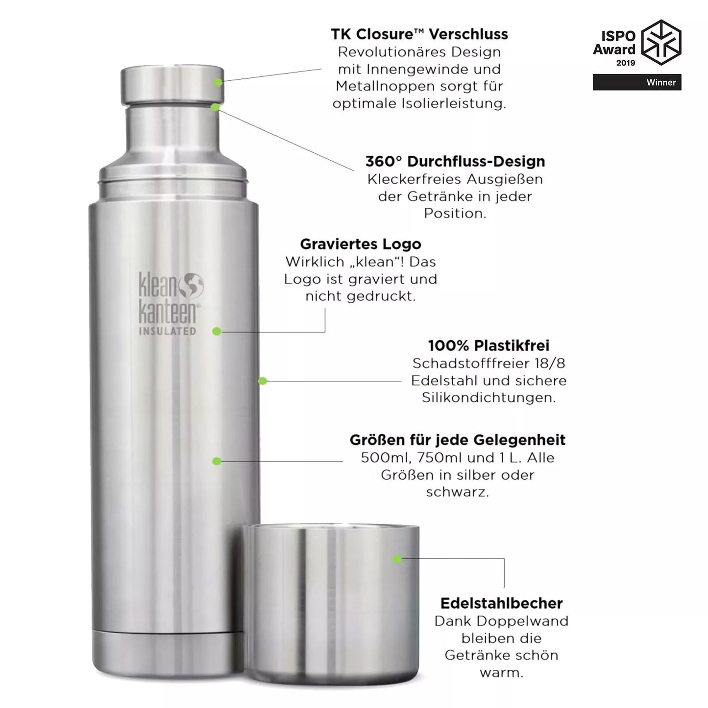 kanteen stainless steel insulated jug TKPro 1000ml