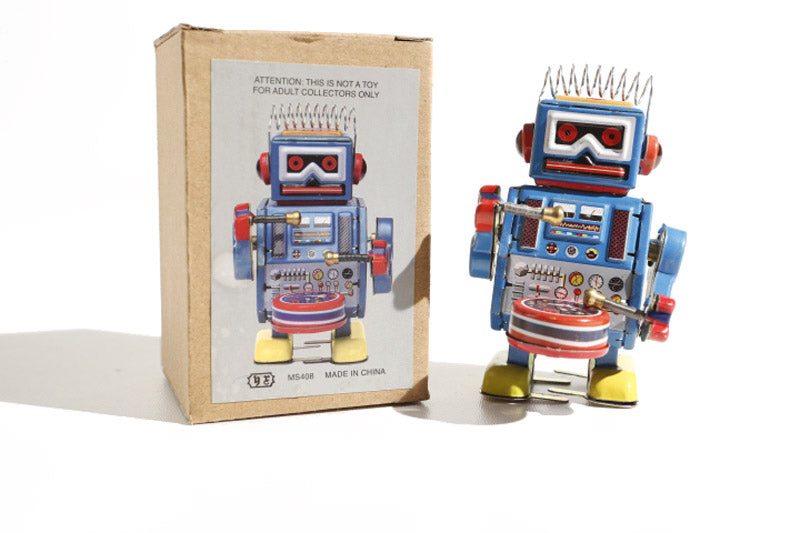 Roboter Trommler, klein blau, 9,5cm