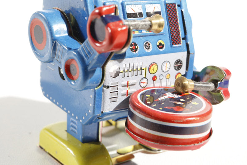 Roboter Trommler, klein blau, 9,5cm