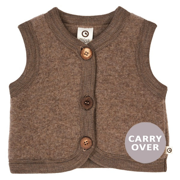 Müsli Woolly fleece vest – Walnut melange