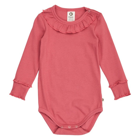 Müsli Cozy me rib frill collar l/s body – Baroque Rose