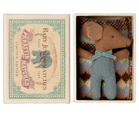 Sleepy wakey baby maus in Streichholzschachtel - Blau