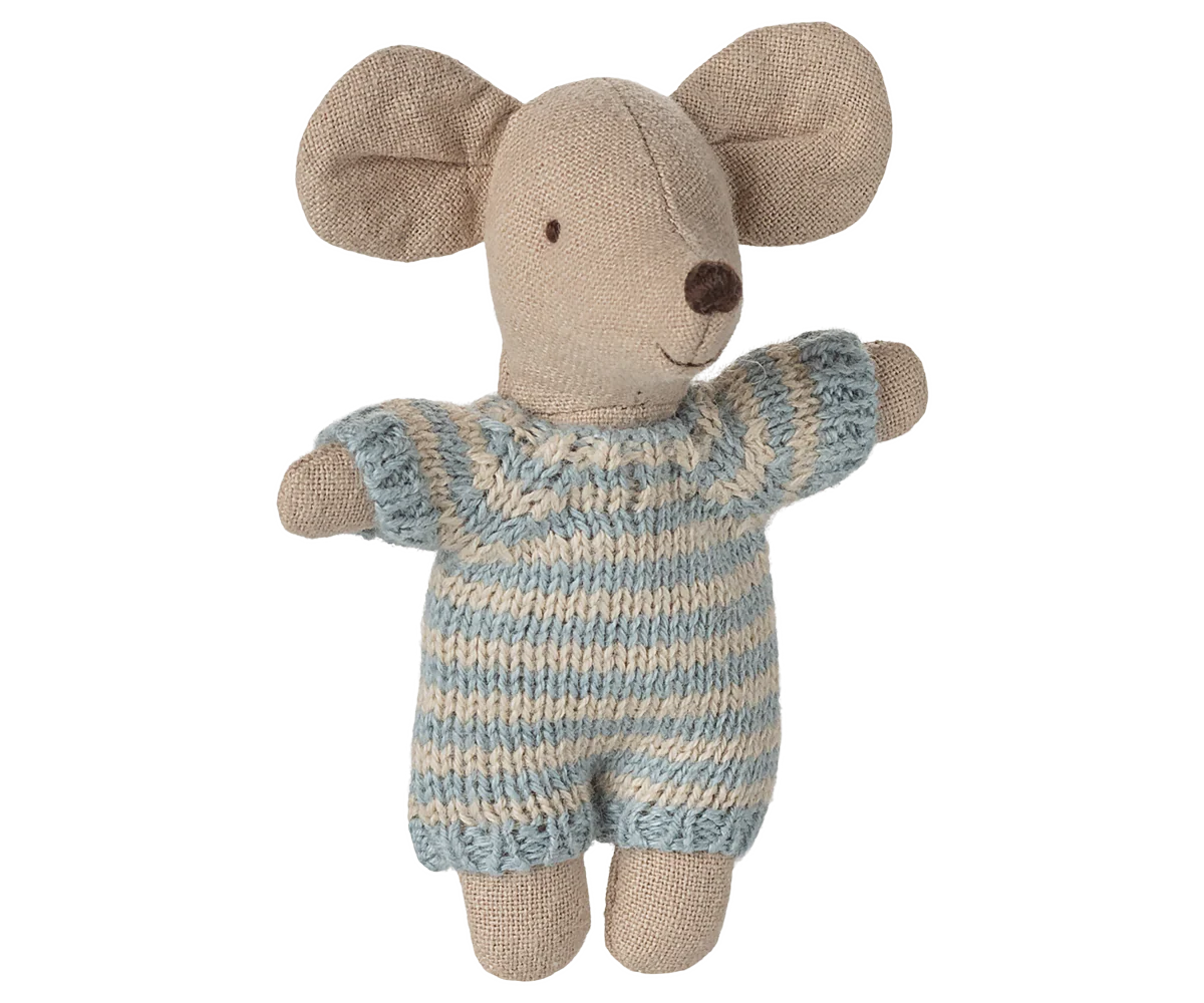 Babymaus in Tragetasche - Blau