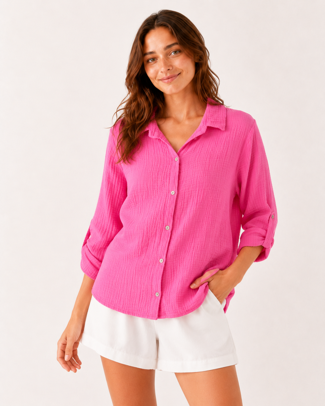 Hemdbluse Musselin - Pink