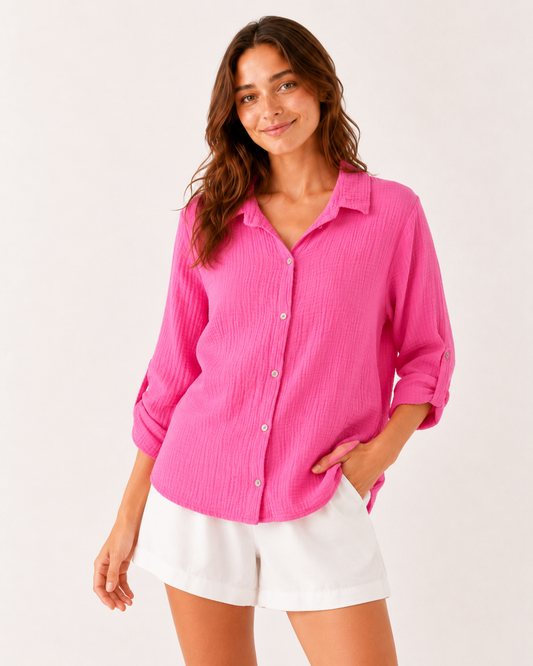 Hemdbluse Musselin - Pink