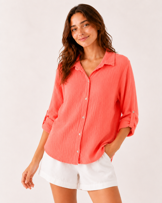 Hemdbluse Musselin - orange