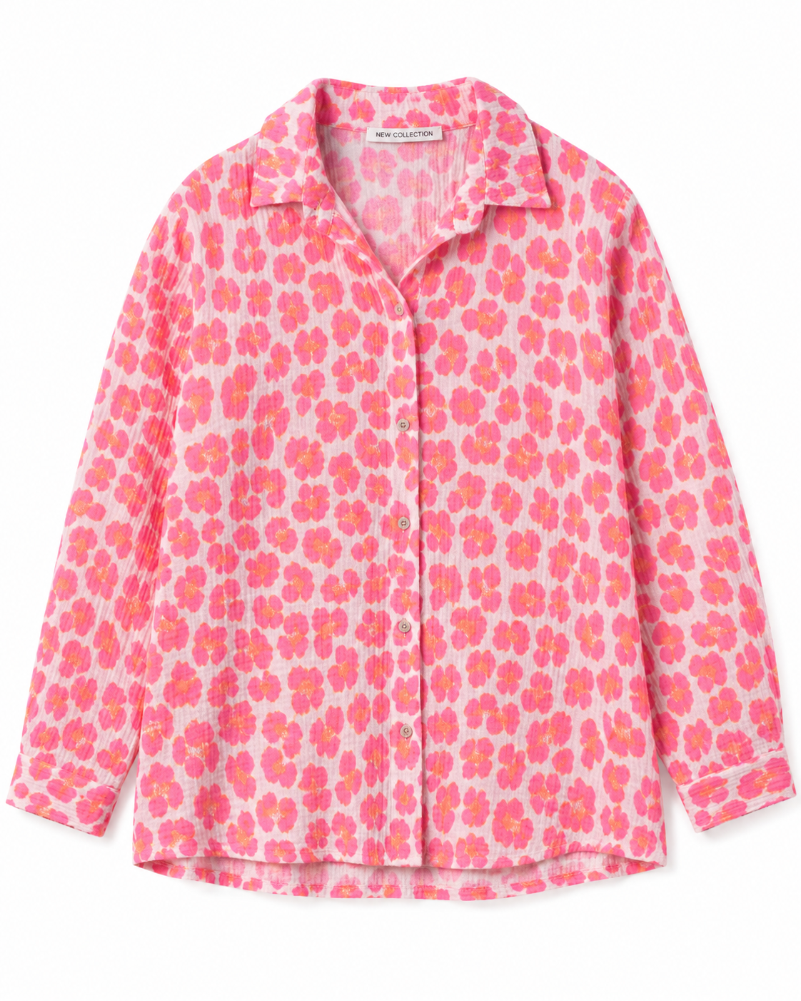 Hemdbluse Musselin - Leopard Pink/orange