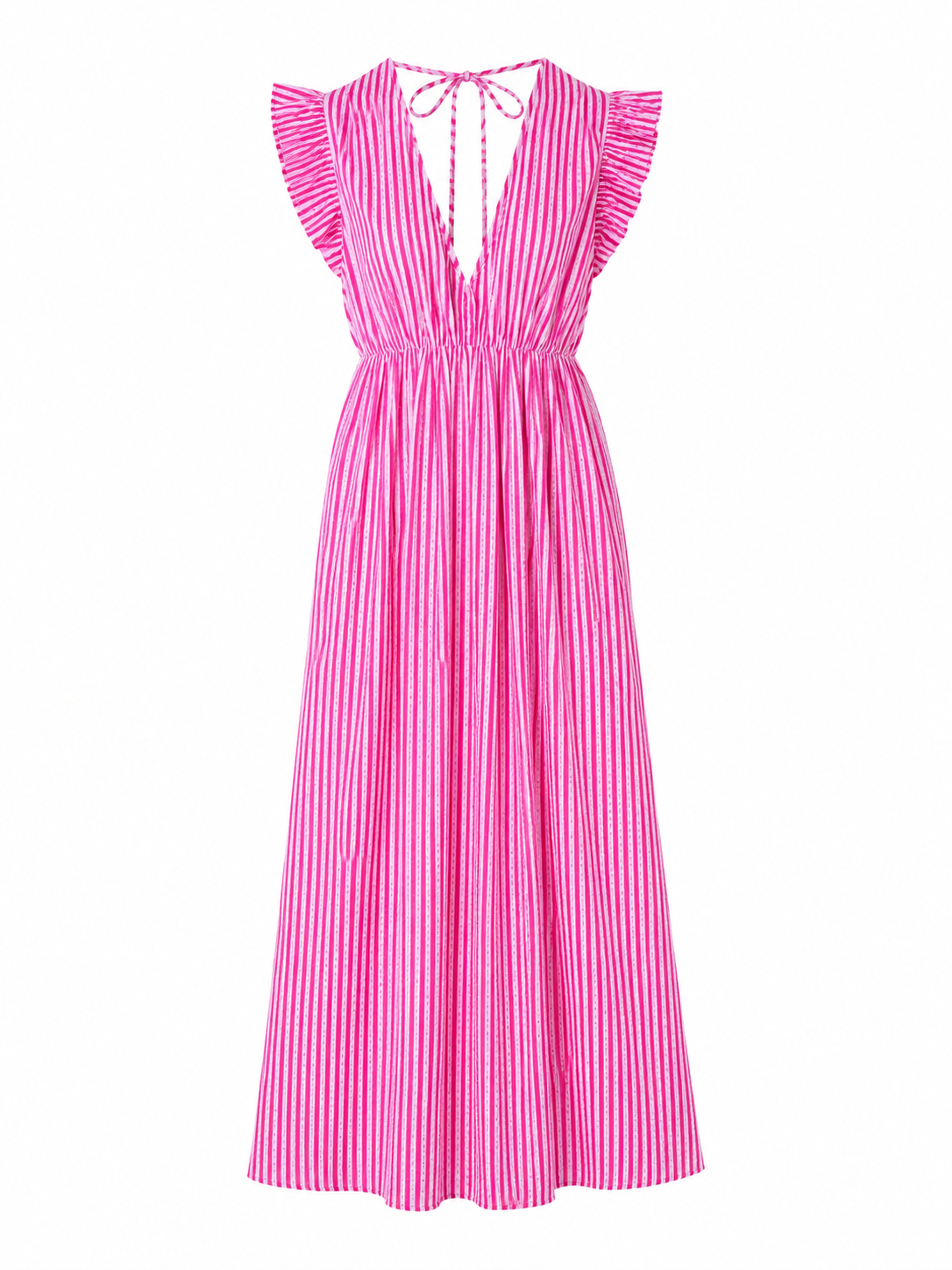Kleid Rüschen | pink/weiß gestreift