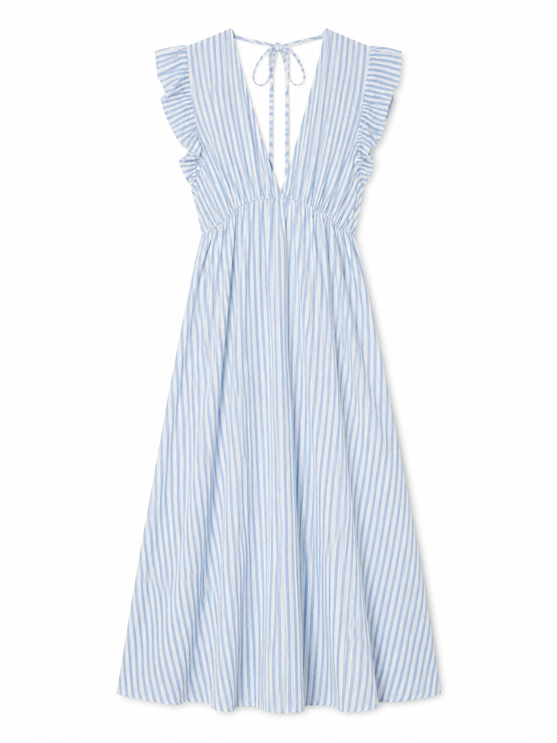 Kleid Rüschen | hellblau/weiß gestreift