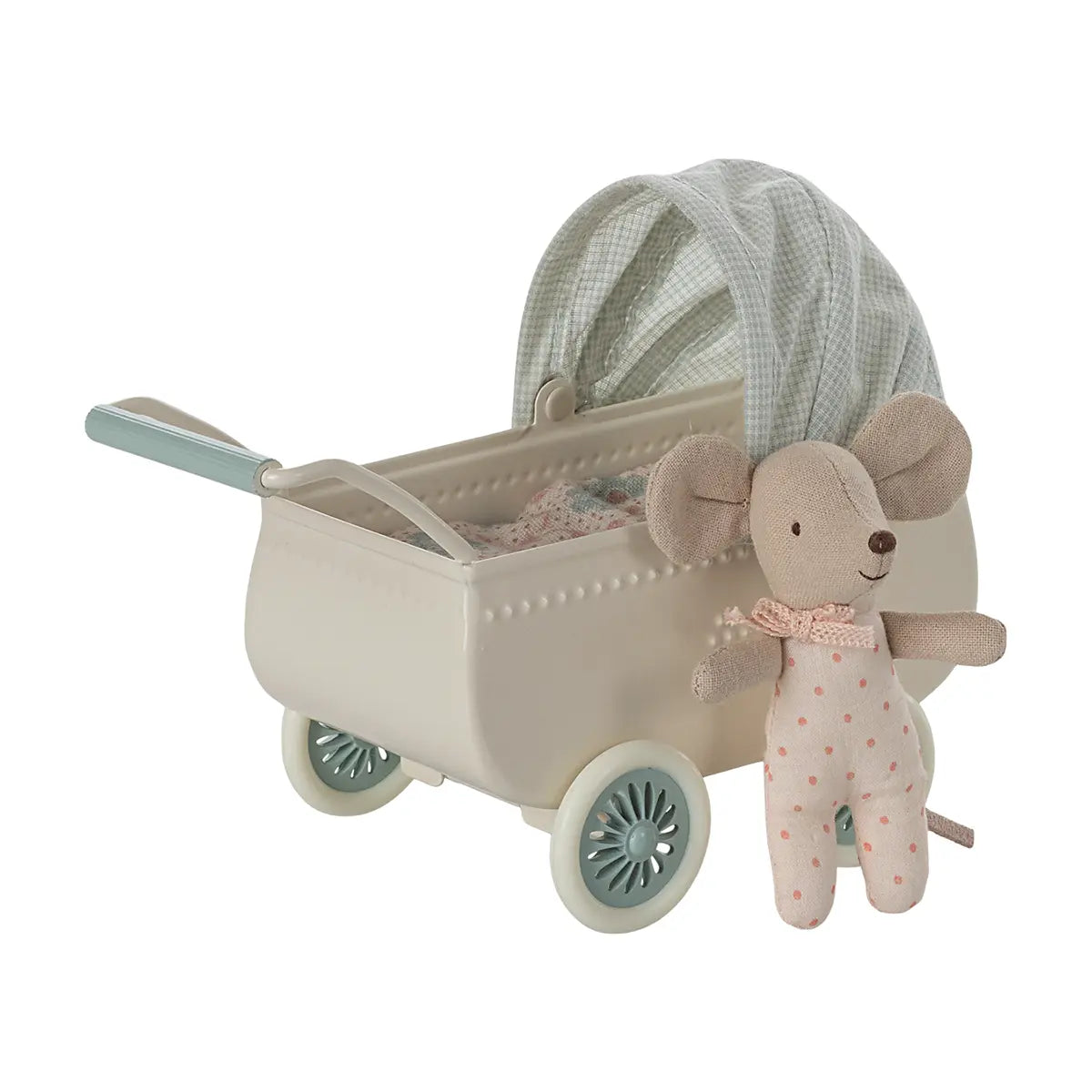 Kinderwagen mit Babymaus - Minze