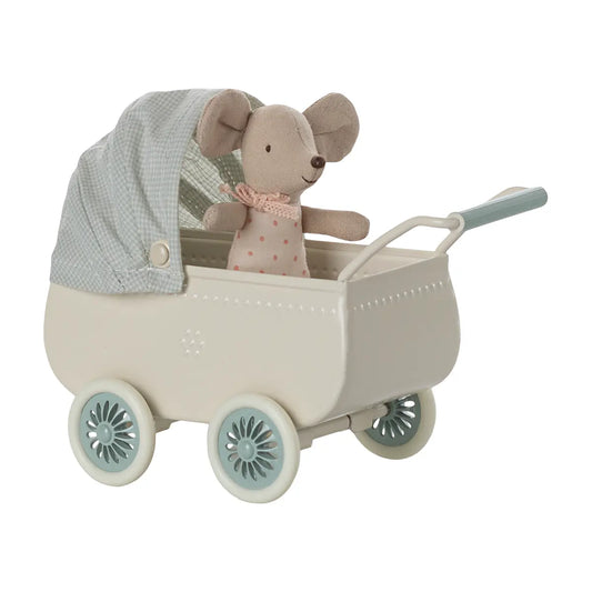 Kinderwagen mit Babymaus - Minze