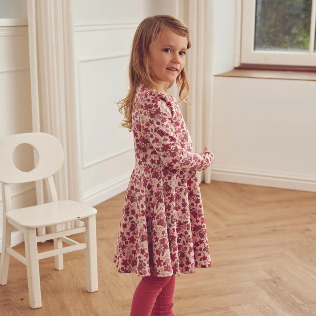 Patterned Long-Sleeve Swing Dress